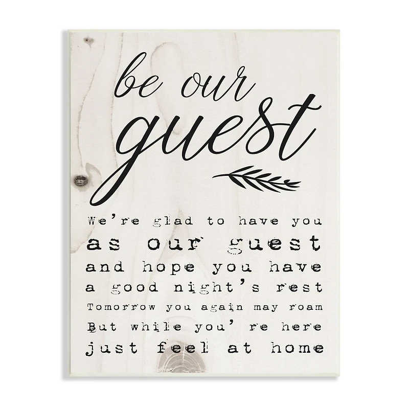 Stupell Industries Be Our Guest Poem Cursive Wood Wall Plaque