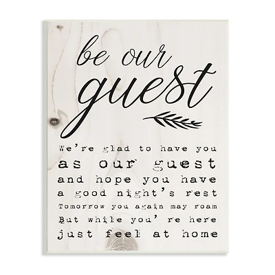 Stupell Industries Be Our Guest Poem Cursive Wood Wall Plaque