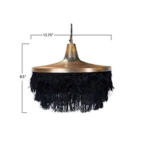 Hello Honey® 16" Charcoal Metal Pendant Light with Fringe