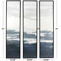 The Novogratz Dark Blue Canvas Landscape Framed Wall Art with Black Frame Set of 3 18", 71"