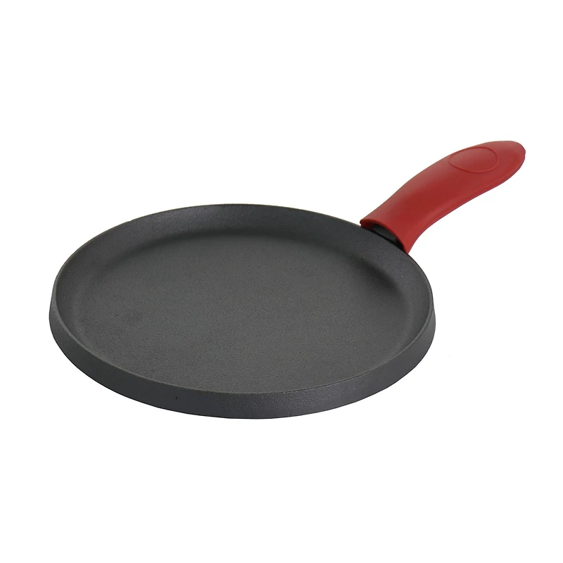 MegaChef Pre-Seasoned Cast Iron 6 Piece Set With Red Silicone Holders