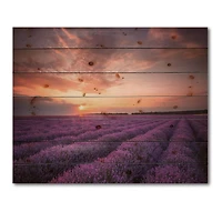 Designart - Sunrise & Dramatic Clouds Over Lavender Field XII