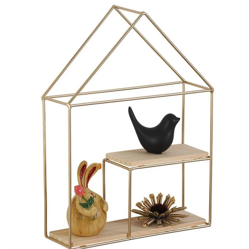 NEX 2-Tier Gold Metal Wall Mounted Floating Shelves Organizer Display