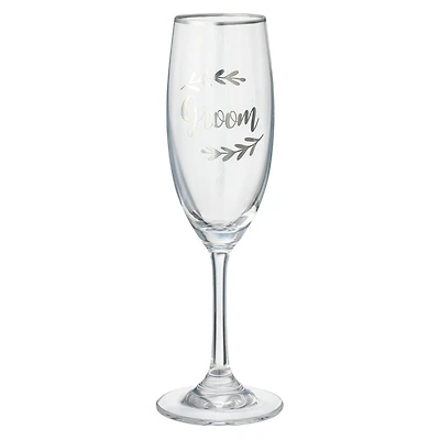6 Pack: Silver Groom Toasting Flute by Celebrate It™