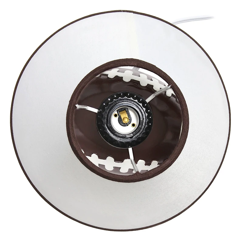 Simple Designs™ 11.5" Football Base Table Lamp with White Shade Brown Trim