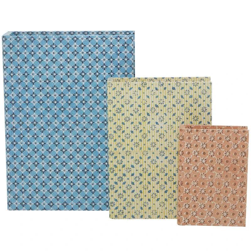 Floral Canvas Faux Book Box Set