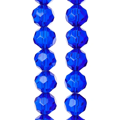 12 Pack: Sapphire Glass Faceted Round Beads, 14mm by Bead Landing™