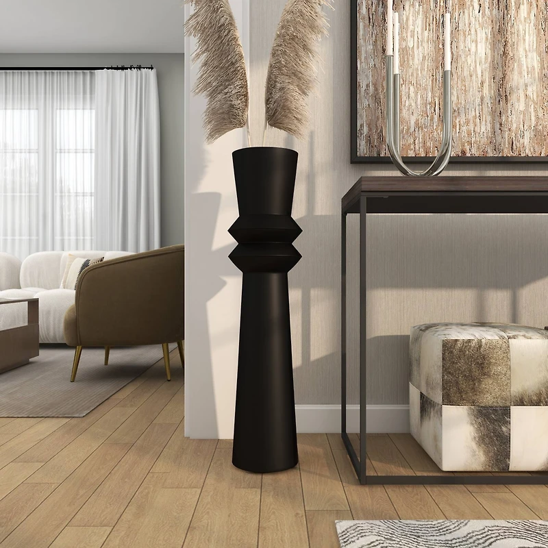 Novogratz 38" Black Metal Tall Art Deco Fluted Floor Vase