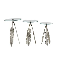 Silver Leaf Aluminum Metal Table Set