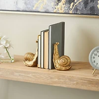 7" Gold Metal Snail Standing Bookends, 2ct.