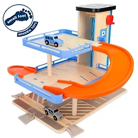 Small Foot Wooden Toys Multi-Level Parking Garage Complete Playset