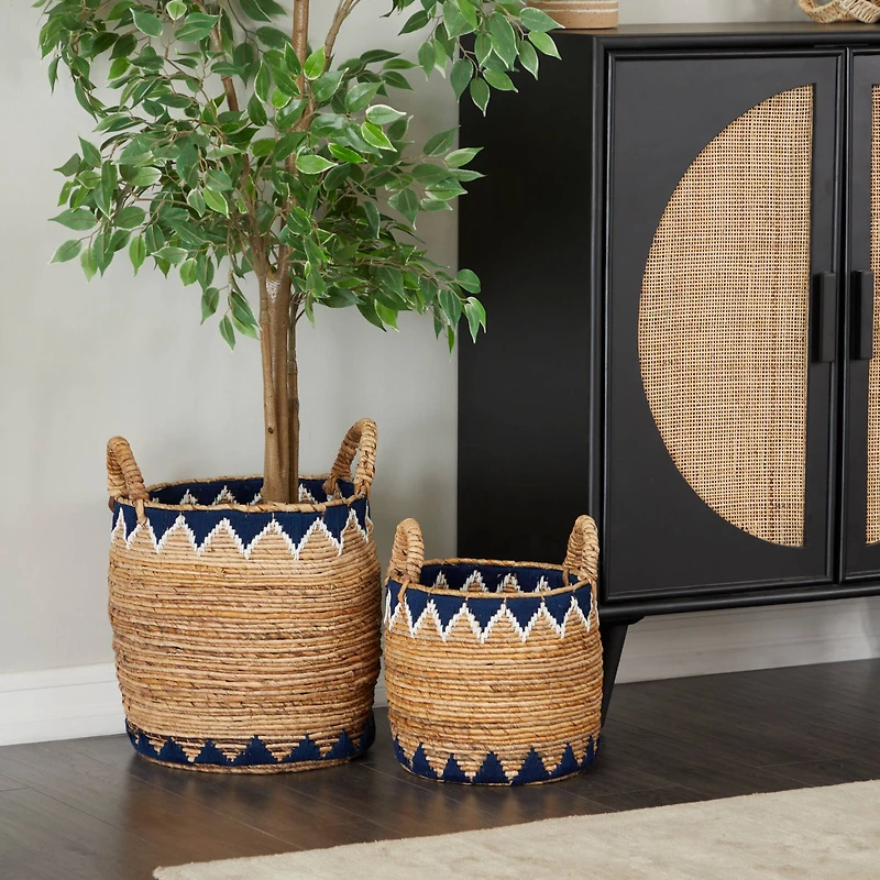 Brown Banana Leaf Bohemian Storage Basket Set