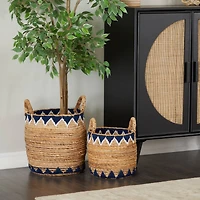 Brown Banana Leaf Bohemian Storage Basket Set