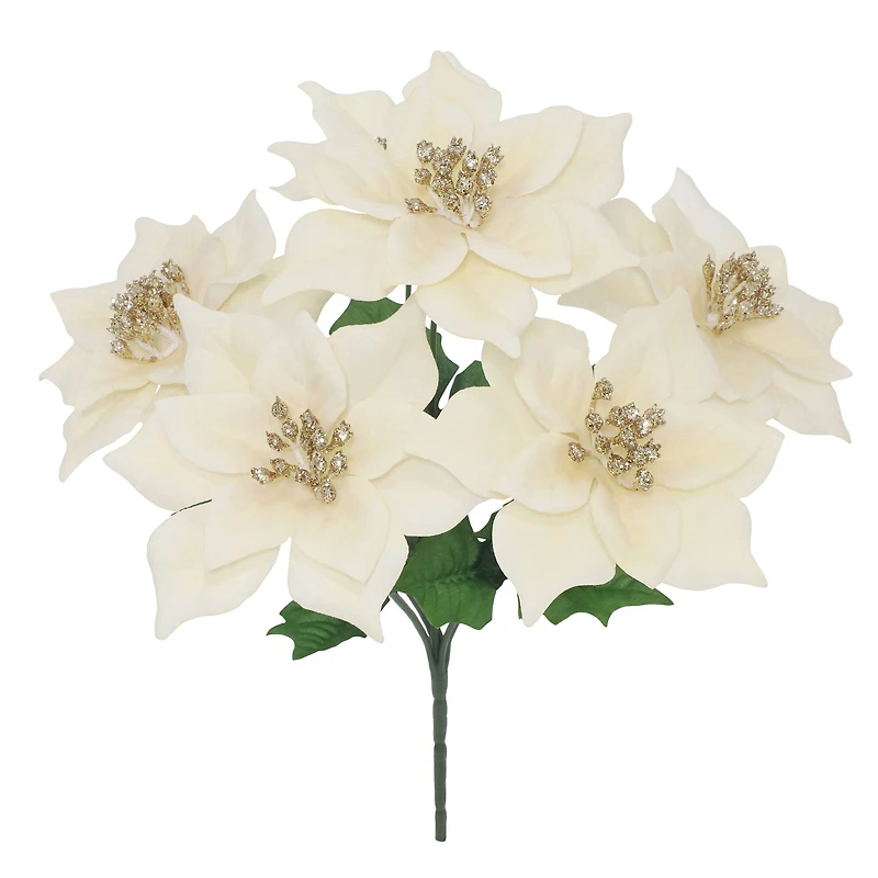 12" Poinsettia with Glitter Bush by Ashland