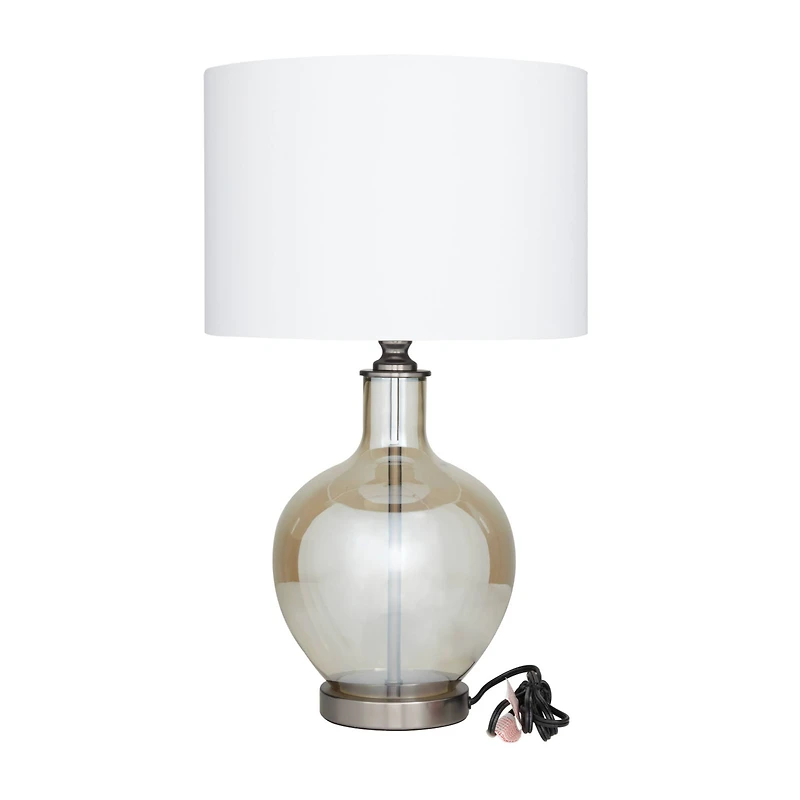 White Polyester Traditional Table Lamp, 27" x 17" x 17"