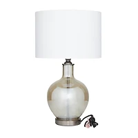 White Polyester Traditional Table Lamp, 27" x 17" x 17"