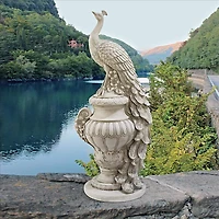 Design Toscano Staverden Castle Peacock on an Urn Garden Statue