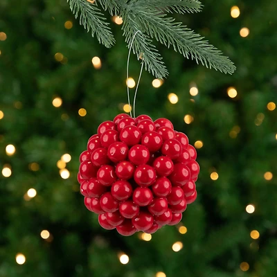 3.25" Red Berries Christmas Ball Ornament