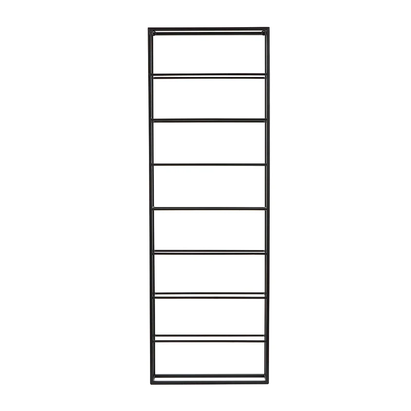 Black Metal Minimalistic 8 Bottle Wall Wine Rack with Open Style Frame