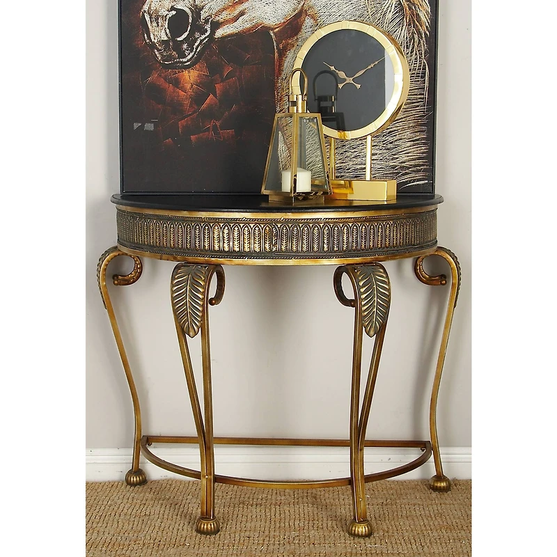 Gold Traditional Metal Console Table, 33" x 41"