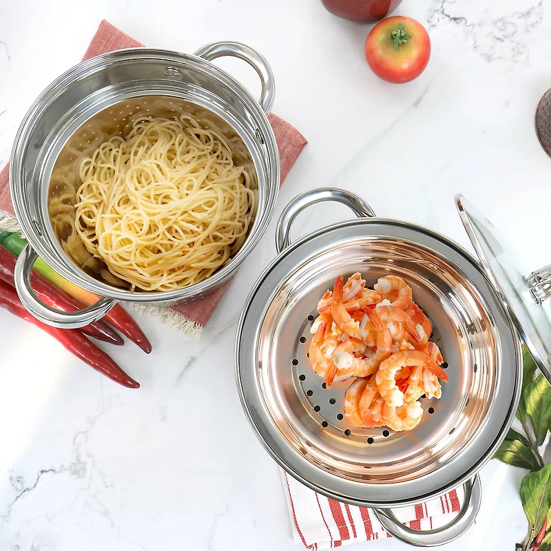 Oster Sangerfield 5qt. Stainless Steel Pasta Pot with Steamer Insert and Basket