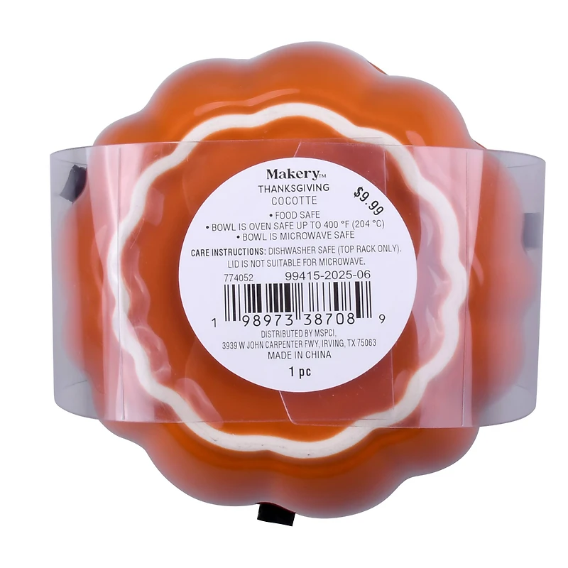 4.75" Orange Ceramic Pumpkin Cocotte by Makery™