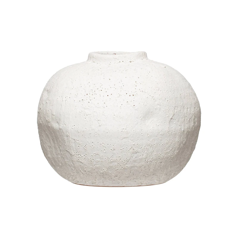 Hello Honey® 7" Matte White Volcano Finish Terra Cotta Vase