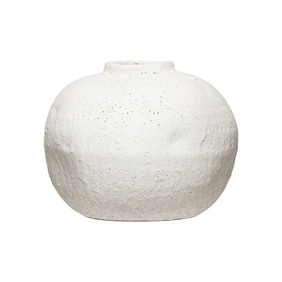 Hello Honey® 7" Matte White Volcano Finish Terra Cotta Vase