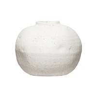 Hello Honey® 7" Matte White Volcano Finish Terra Cotta Vase
