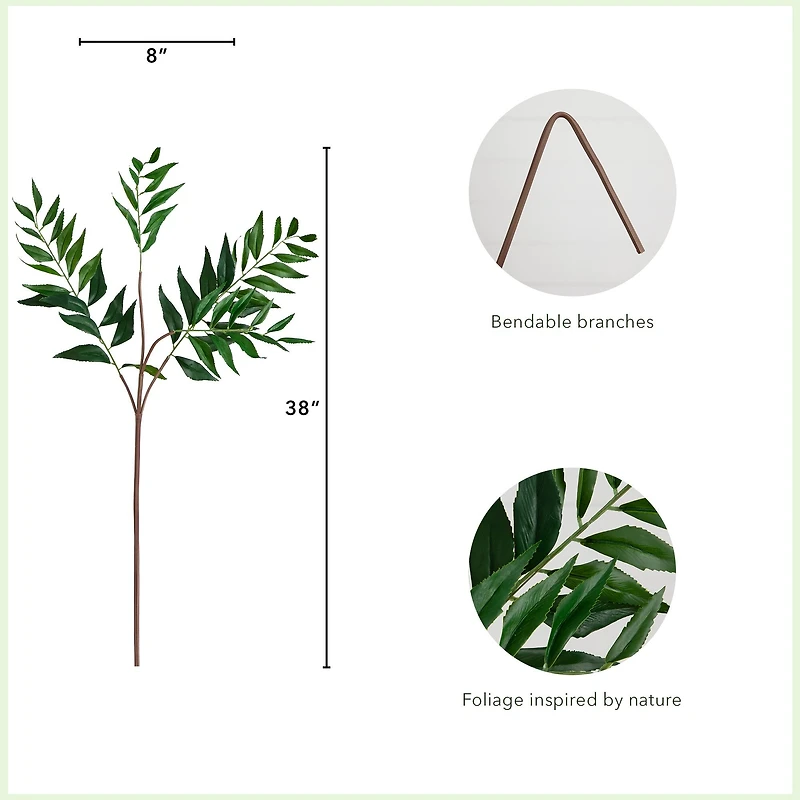 38" Green Palmate Fern Stems, 3ct.