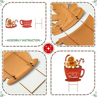 Glitzhome® 30.25" Metal Gingerbread Man in Coffee Mug Yard Stake