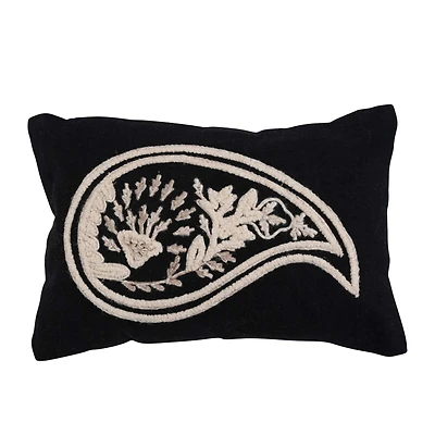 Hello Honey® Paisley Embroidered Woven Cotton Slub Lumbar Pillow