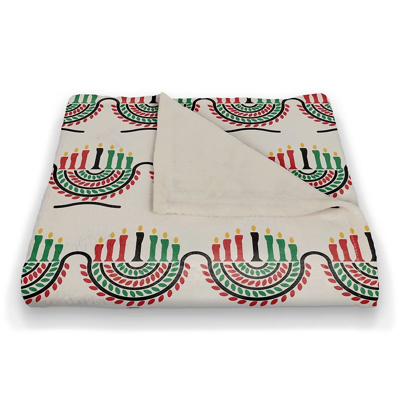 Kinara & Pattern Kwanzaa Fleece Throw