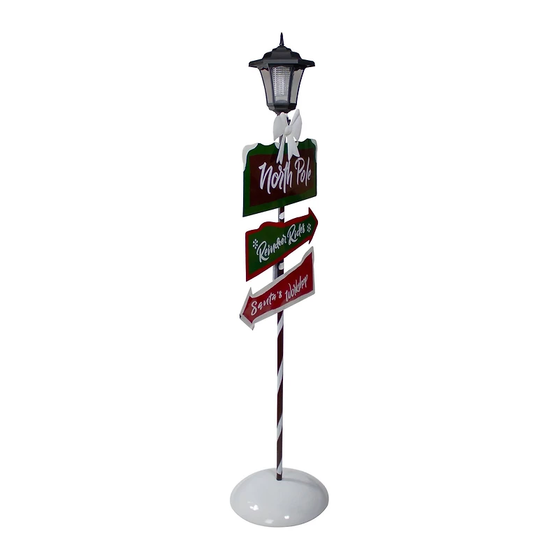 Solar-Powered North Pole Light Up Lantern Post Christmas Sign - 49.75"