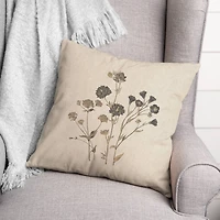 18" x 18" Charcoal Tan Botanicals Texture I Indoor & Outdoor Throw Pillow