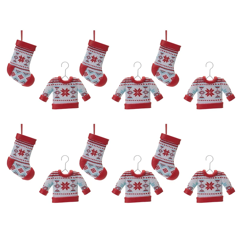 Nordic Stocking & Sweater Ornaments Set