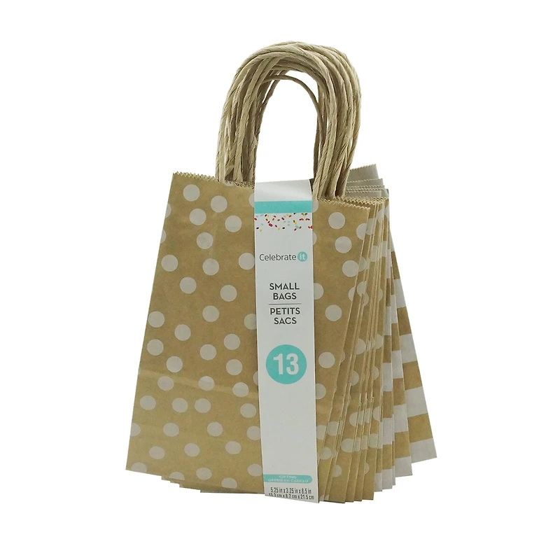 Small Kraft Dots & Stripes Paper Bag Value Pack by Celebrate It™
