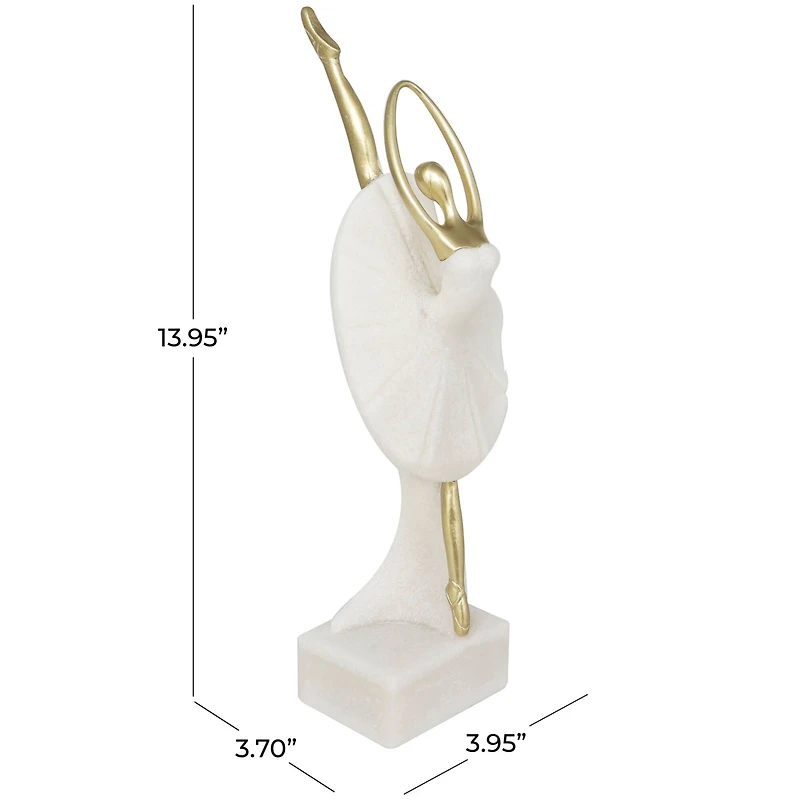 14" Cream Polystone Ballet Dancer Sculpture Décor