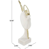 14" Cream Polystone Ballet Dancer Sculpture Décor