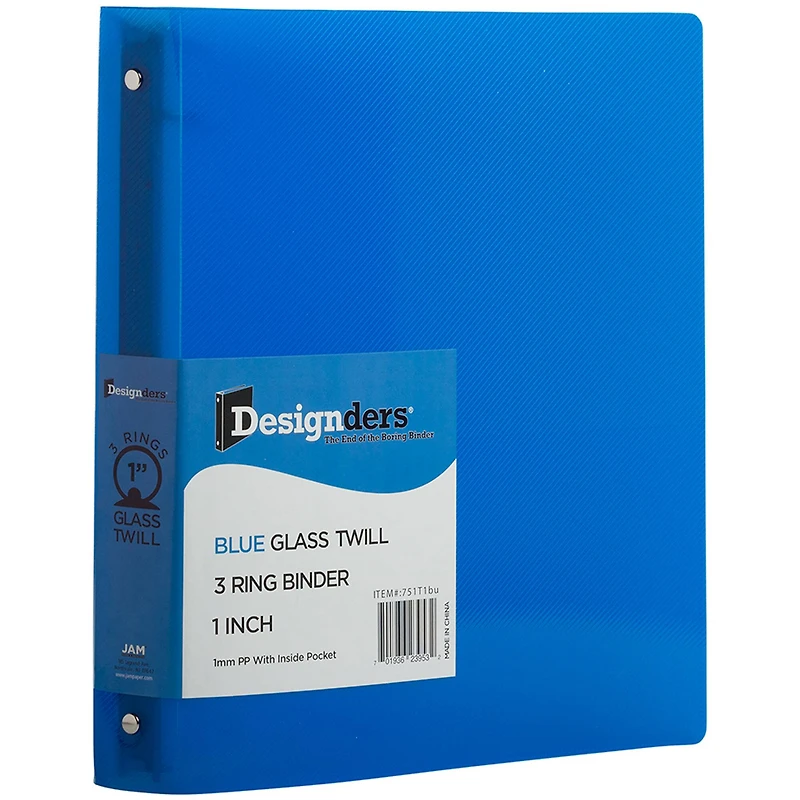 JAM Paper Designders® Plastic 1" 3 Metal Ring Binder with Inside Pocket