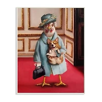 Stupell Industries Queen Chicken with Corgi Wood Wall Plaque