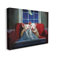 Stupell Industries House Mice Snuggling Under Blanket Watching TV Canvas Wall Art