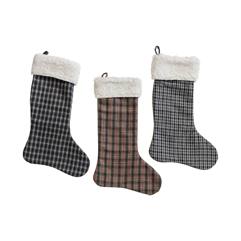 Hello Honey® 20" Woven Wool Blend Stocking with Sherpa Cuff Set