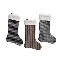 Hello Honey® 20" Woven Wool Blend Stocking with Sherpa Cuff Set