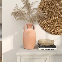 16" Orange Terracotta Jug Vase with Handles