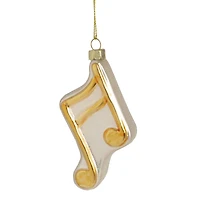 Gold & White Eighth Note Music Symbol Glass Ornament