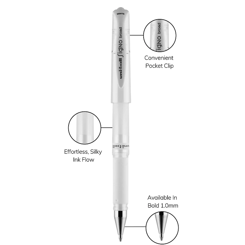 uniball™ GEL IMPACT 1mm White Gel Pens, 3ct.