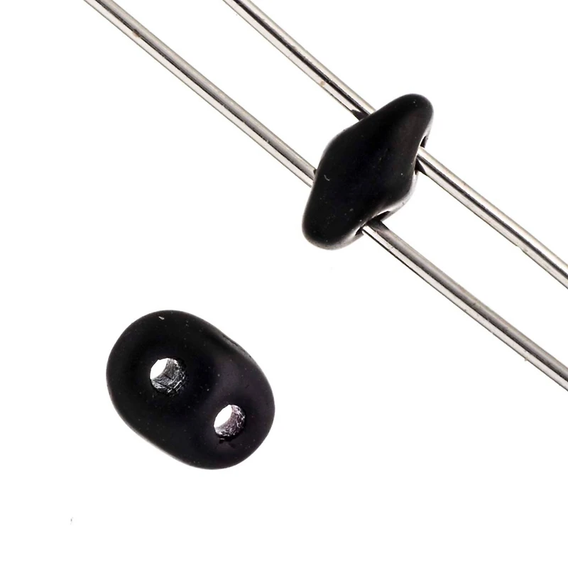12 Pack: John Bead Superduo Two-Hole Matte Jet Czech Glass Beads, 5mm
