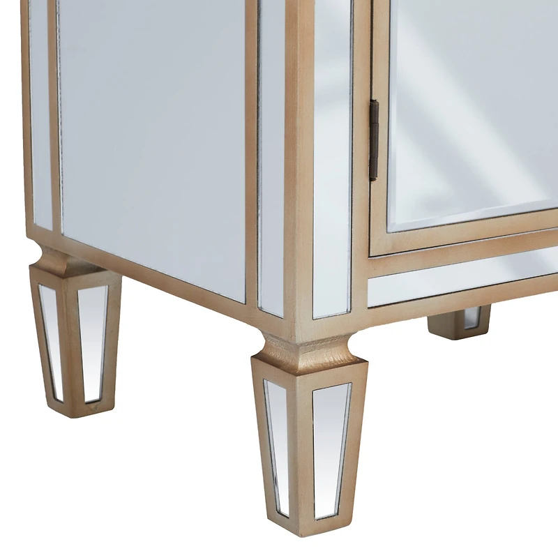 Beige Mirror Glam Cabinet, 30" x 19" x 15"