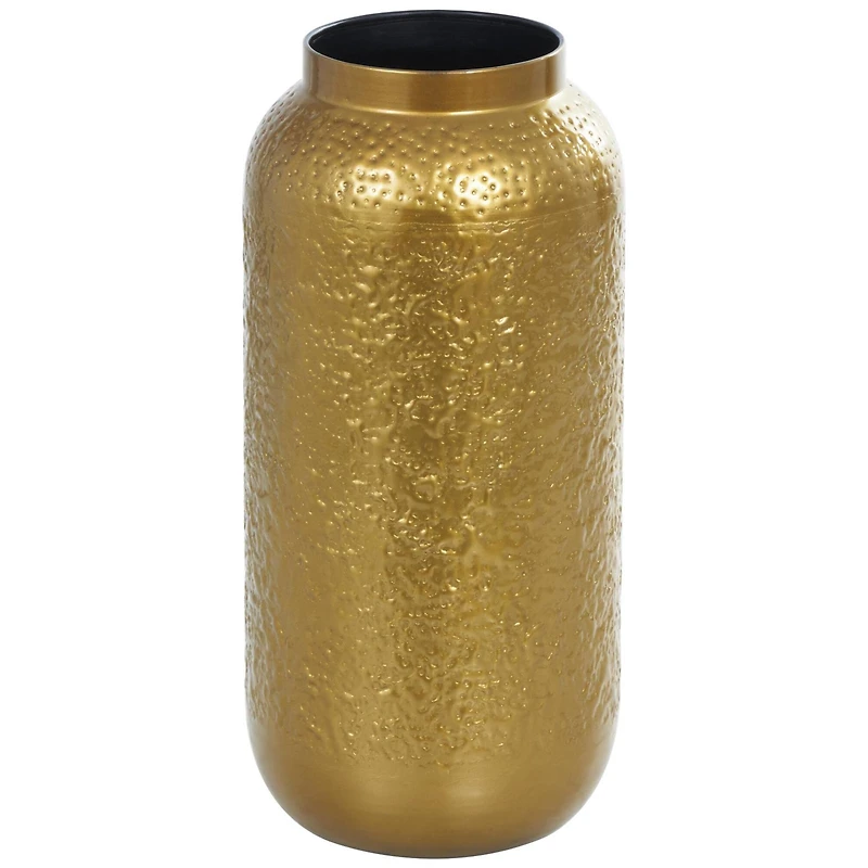 Gold Metal Textured Hammered Vase